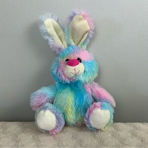 Tom's Toys Bunny Rabbit Plush Stuffed Animal Blue Pink White Yellow Bow Tie Dye